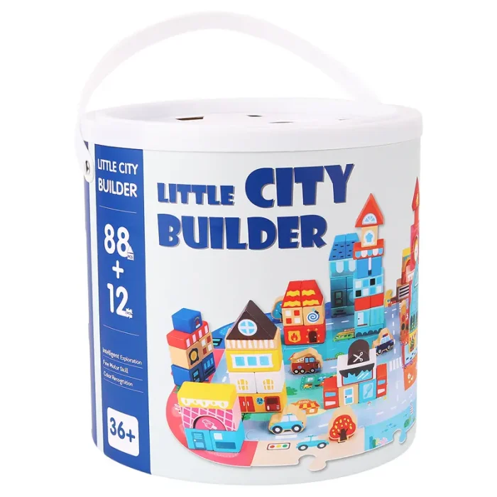 بلوک چوبی خانه سازی بریکس سطلی 88 تکه با صفحه بازی مدل 1232