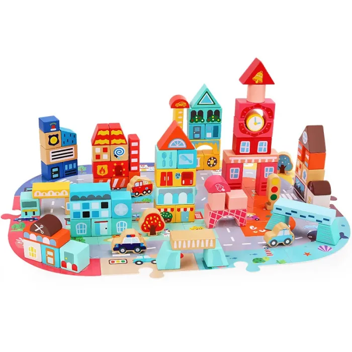 بلوک چوبی خانه سازی بریکس سطلی 88 تکه با صفحه بازی مدل 1232