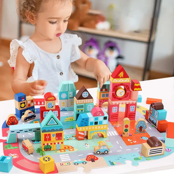 بلوک چوبی خانه سازی بریکس سطلی 88 تکه با صفحه بازی مدل 1232