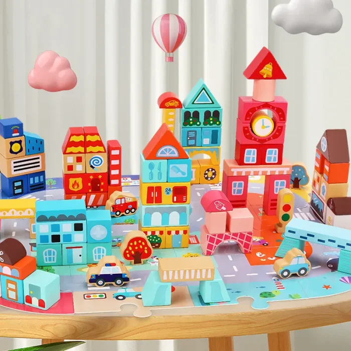 بلوک چوبی خانه سازی بریکس سطلی 88 تکه با صفحه بازی مدل 1232