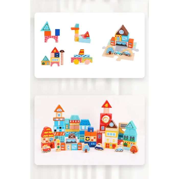 بلوک چوبی خانه سازی بریکس سطلی 88 تکه با صفحه بازی مدل 1232