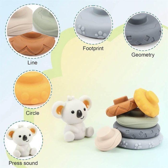 اسباب بازی ست برج سیلیکونی با توپ حسی طرح کوآلا کد TB01924080157