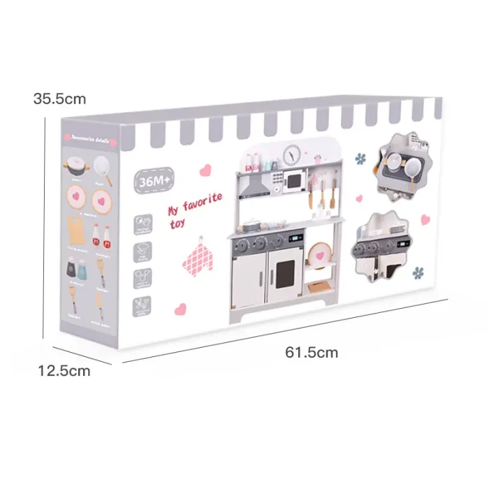 آشپزخانه کودک چوبی رنگ سفید کد KBQ2024001