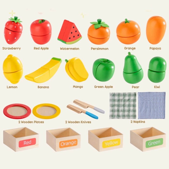 اسباب بازی ست برش میوه چوبی کد TB2325080040