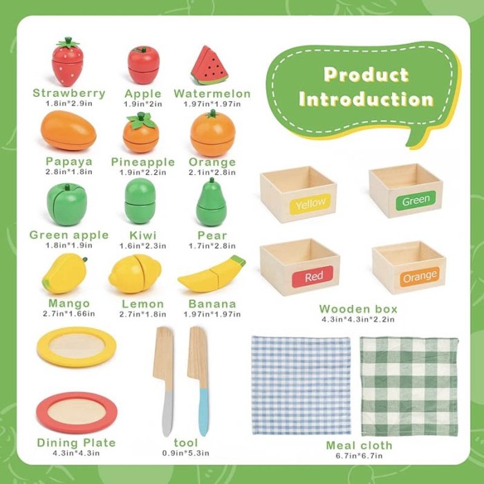 اسباب بازی ست برش میوه چوبی کد TB2325080040