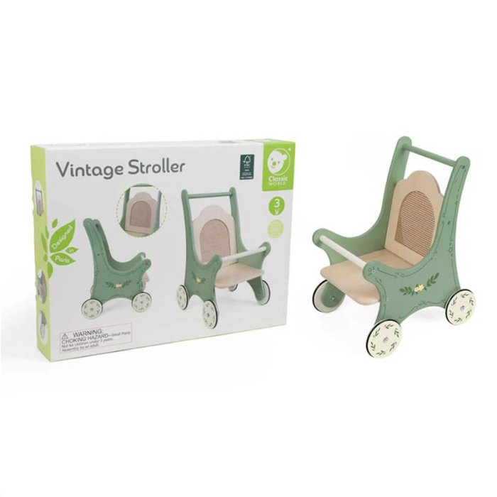کالسکه عروسک چوبی کلاسیک ورلد Classic World Vintage Stroller کد 50632