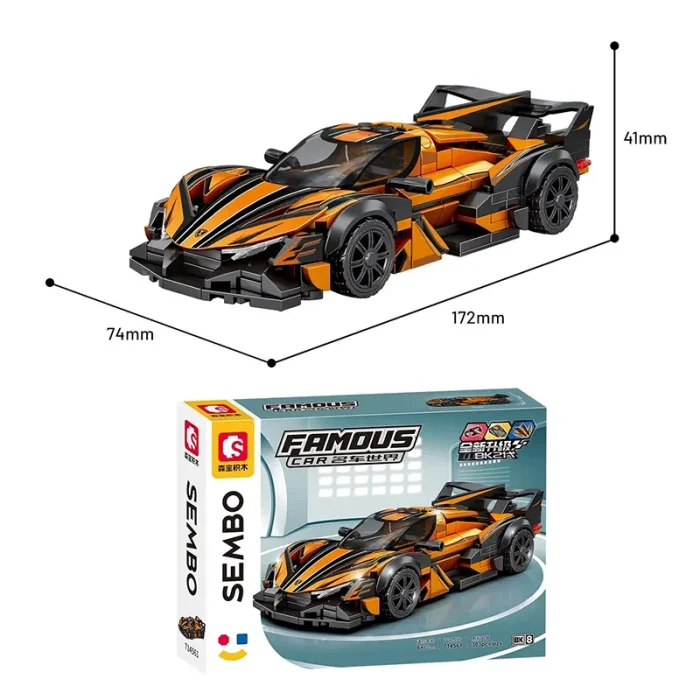 لگو ماشین مسابقه 303 تکه رنگ مشکی نارنجی کد 714561