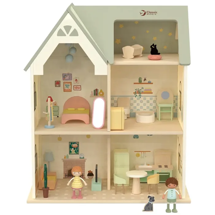 خانه عروسک چوبی کلاسیک ورلد Cozy Cottage Classic World کد  50638