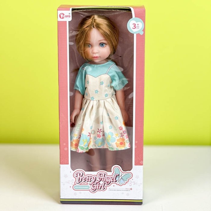 عروسک دخترانه PRETTY ANGLE GIRL پیراهن کرم آبی کد WZB96012