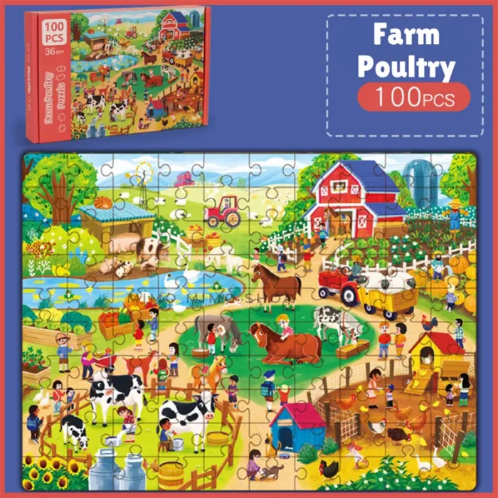 پازل 100 تکه مدل حیوانات مزرعه کد 363874