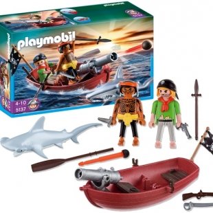 قایق دزد دریایی مدل pirate rowboat with shark 5137