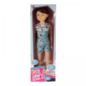 عروسک بزرگ قدم زن با لباس راه راه سفید صورتی مدل 15323