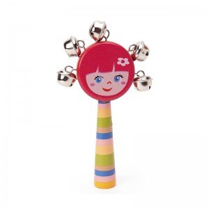 اسباب بازی چوبی جغجغه کودک رنگ قرمز دخترانه مدل P/7790/A