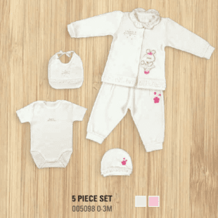 ست پنج تكه طرح خرگوش كرم رنگ azizbebeكد5098