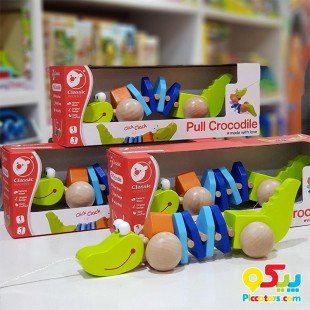 اسباب بازی چوبی کشیدنی نخ کش کروکدیل Classic World مدل 3301