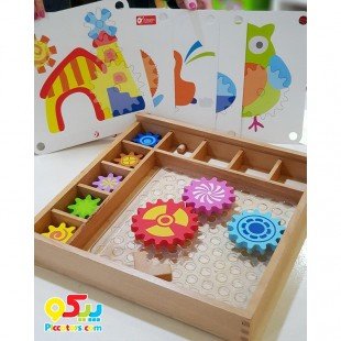 اسباب بازی چوبی آموزشی مونته سوری جعبه چرخ دنده Classic World مدل 8009