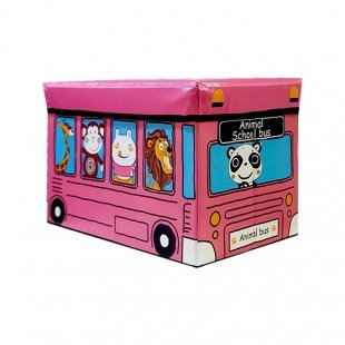 باکس اسباب بازی و صندلی کودک طرح اتوبوس حیوانات مدل 12818