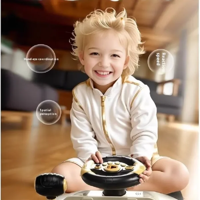 اسباب بازی ماشین فرمان دار موزیکال رنگ کرم کد SJ703C