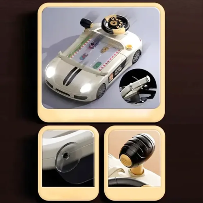 اسباب بازی ماشین فرمان دار موزیکال رنگ کرم کد SJ703C