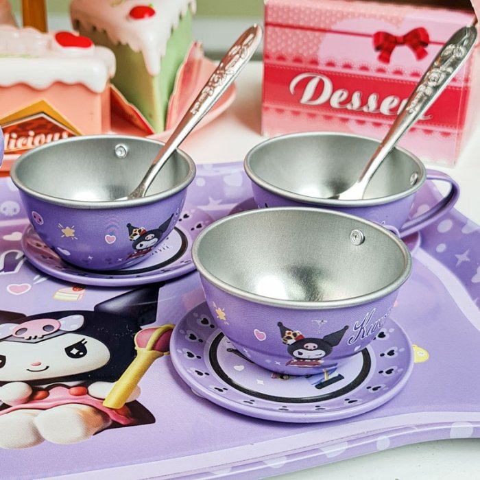 اسباب بازی ست عصرانه خوری فلزی کیفی طرح کرومی کد 966B63