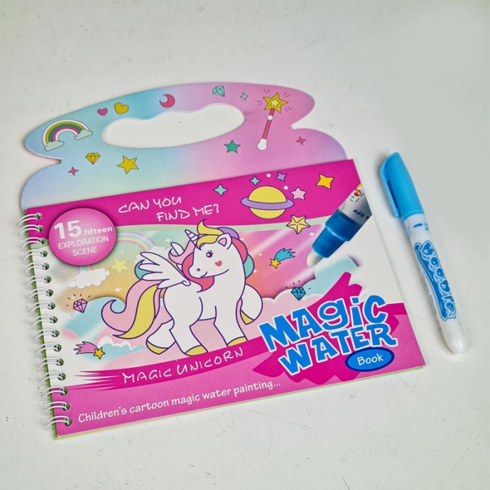 کتاب جادویی رنگ آمیزی با آب (مجیک واتر) مدل یونیکورن کد BH213