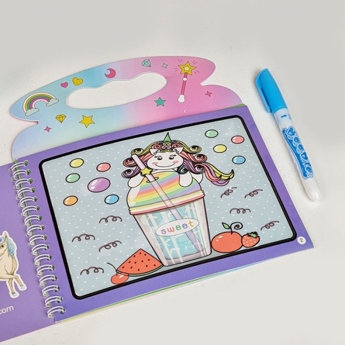 کتاب جادویی رنگ آمیزی با آب (مجیک واتر) مدل یونیکورن کد BH213