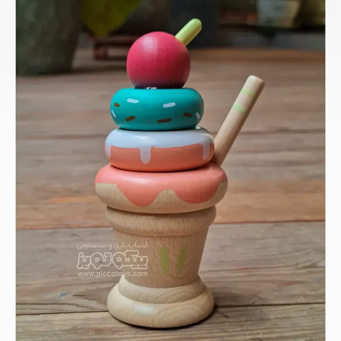 اسباب بازی برج هوش چوبی مدل بستنی کد BZ-44-H