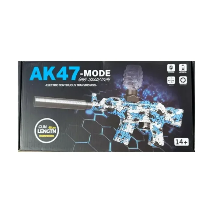 اسباب بازی تفنگ تیر ژله ای AK47 رنگ آبی کد 218A