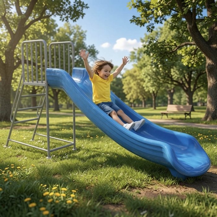 سرسره کودک فضای باز سایز 90 رنگ آبی کد PS2201