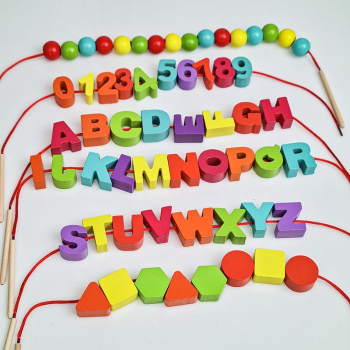 اسباب بازی چوبی نخ و مهره الفبای انگلیسی کد MWZ0268
