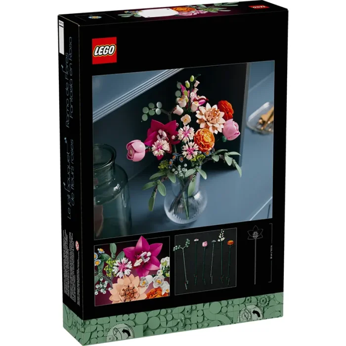 لگو مدل دسته گل 749 تکه lego pretty pink flower bouquet کد 10342