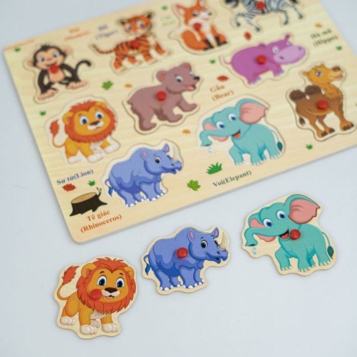 پازل چوبی جاگذاری پین دار طرح حیوانات جنگل کد P/7598085/A