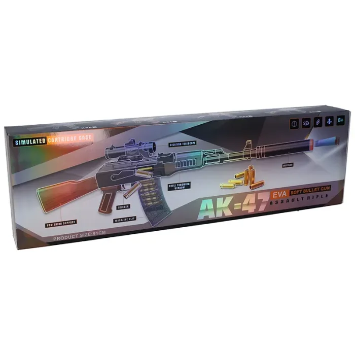 اسباب بازی تفنگ کلاشینکف پوکه پران AK47 کد P/K50/A