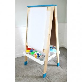 تخته نقاشی سفید دو طرفه سیاه و سفید آبی با رول کاغذ مدل 1401