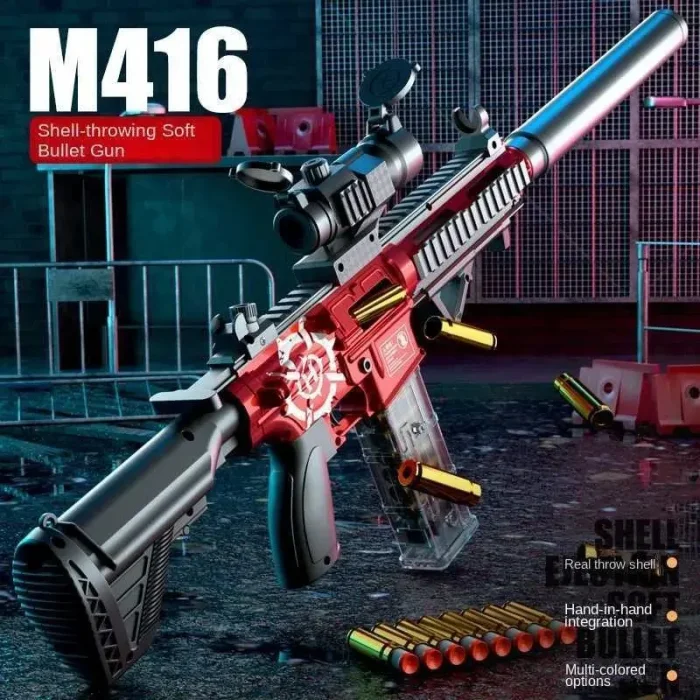 اسباب بازی تفنگ پوکه پران M416 رنگ قرمز کد D027A