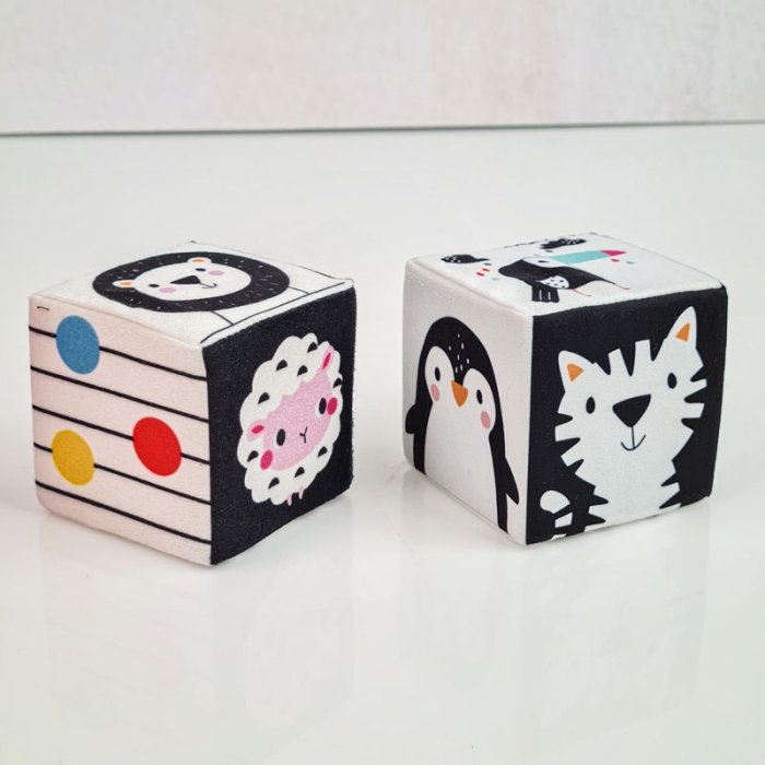 مکعب پارچه ای  جغجغه ای 2 عددی سیاه سفید کد 7618561