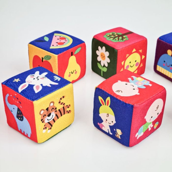 مکعب پارچه ای  آموزشی 6 عددی رنگی مدل حیوانات کد 7618556
