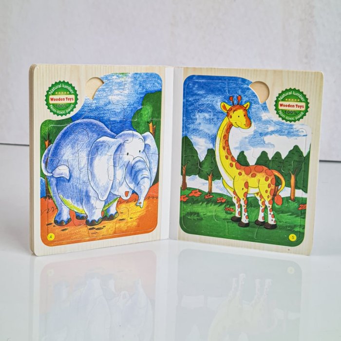 پازل کتابی چوبی مدل حیوانات کد XLE-915