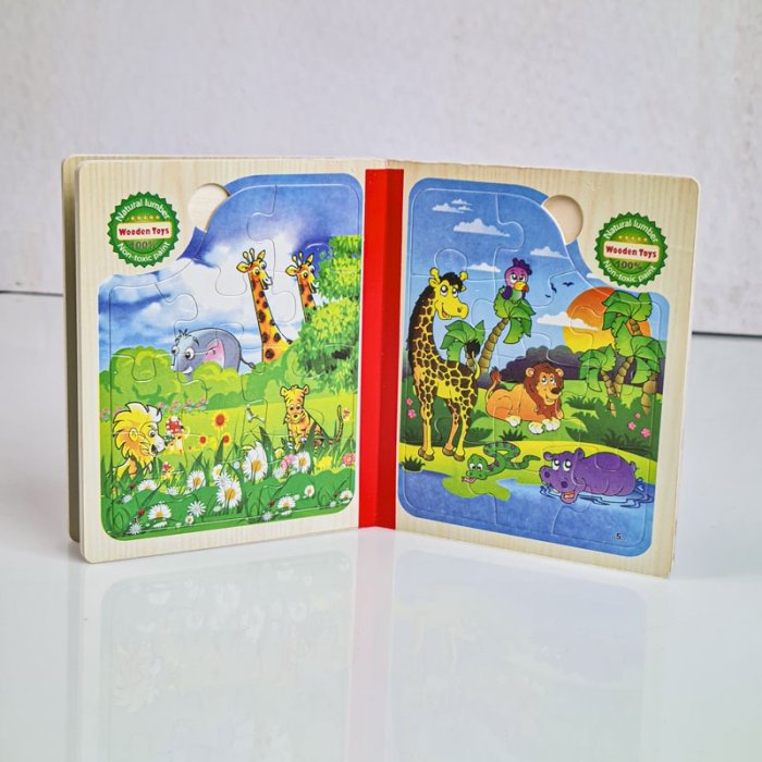 پازل کتابی چوبی مدل حیوانات وحشی کد XLE-914
