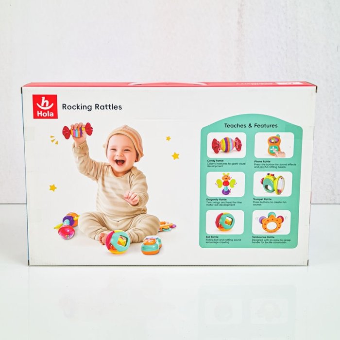 اسباب بازی نوزاد ست جغجغه 6 عددی هولی تویز Huile Toys کد 939A