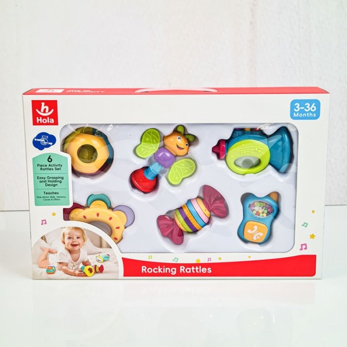 اسباب بازی نوزاد ست جغجغه 6 عددی هولی تویز Huile Toys کد 939A
