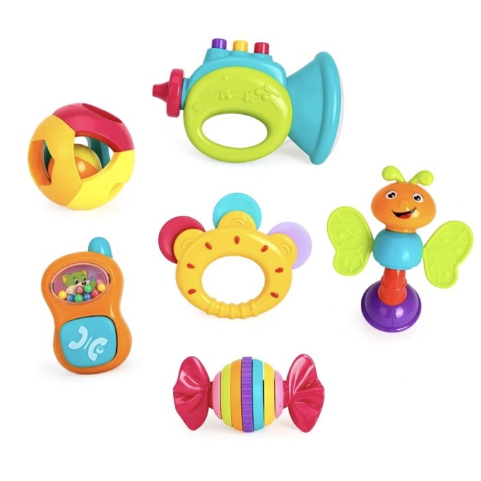 اسباب بازی نوزاد ست جغجغه 6 عددی هولی تویز Huile Toys کد 939A
