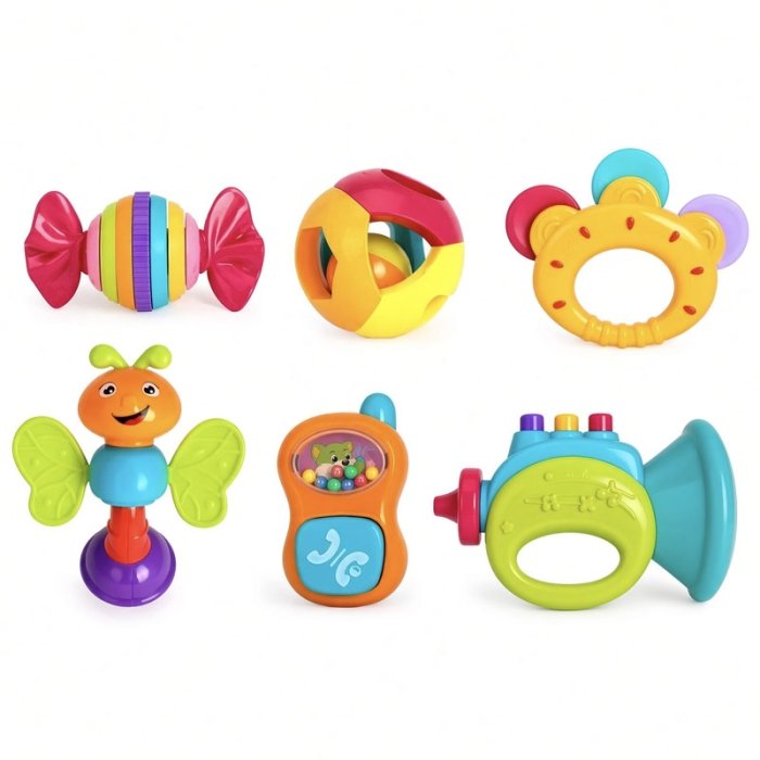 اسباب بازی نوزاد ست جغجغه 6 عددی هولی تویز Huile Toys کد 939A