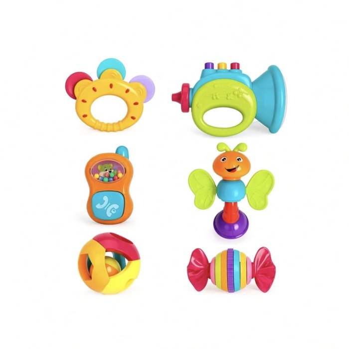 اسباب بازی نوزاد ست جغجغه 6 عددی هولی تویز Huile Toys کد 939A