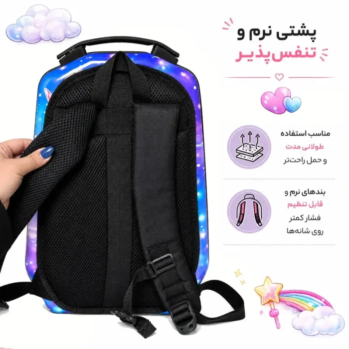 کوله پشتی مدرسه هارد کیس مارینوکس MARINOX طرح کرومی صورتی کد P/MS1050/C