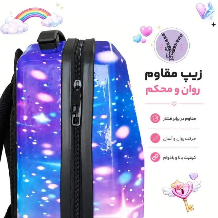 کوله پشتی مدرسه هارد کیس مارینوکس MARINOX طرح کرومی صورتی کد P/MS1050/C