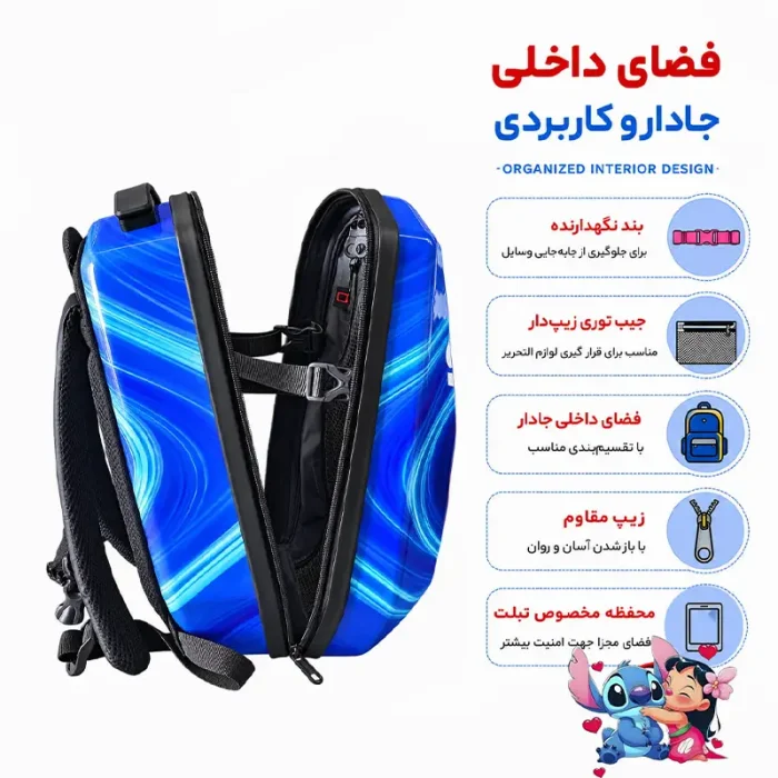 کوله پشتی مدرسه هارد کیس مارینوکس MARINOX طرح هلوکیتی کد P/MS1050/G