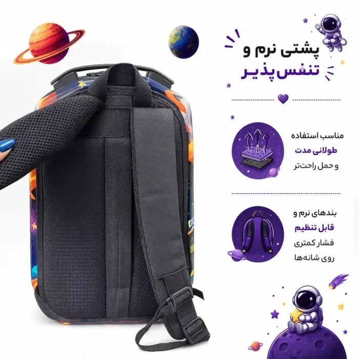 کوله پشتی مدرسه هارد کیس مارینوکس MARINOX طرح استیچ کد P/MS1050/H