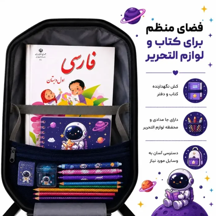 کوله پشتی مدرسه هارد کیس مارینوکس MARINOX طرح استیچ کد P/MS1050/H