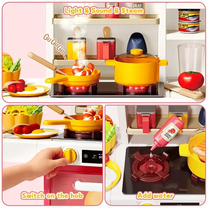 آشپزخانه کودک 69 تکه رنگ صورتی کد 889374